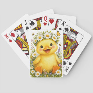 Jeu De Cartes Joli caneton à l'aquarelle avec couronne de fleurs