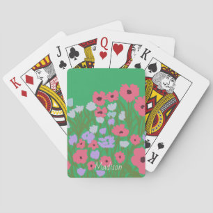 Jeu De Cartes Joli charme floral coloré + Nom personnalisé
