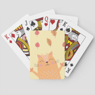 Jeu De Cartes Joli chat orange roux jouant dans les feuilles d'a