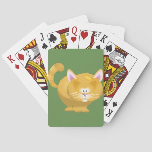 Jeu De Cartes Joli chat roux rond et tigré (dos)
