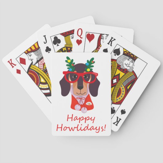 Jeu De Cartes Joli chien de Noël Dachshund amusant moderne (dos)
