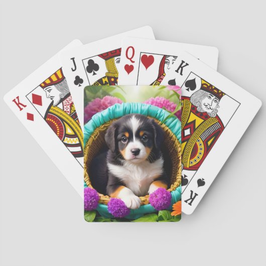 Jeu De Cartes Joli chiot dans une panier (dos)