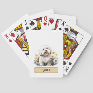 Jeu De Cartes Joli chiot Shih Tzu blanc avec marguerite, personn
