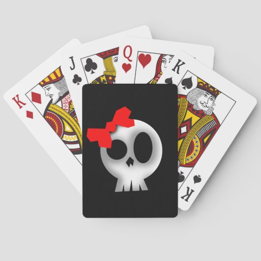 Jeu De Cartes Joli crâne avec Bow rouge (dos)