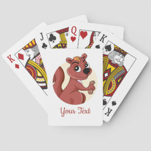 Jeu De Cartes Joli écureuil en caricature avec une cacahuète en