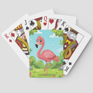 Jeu De Cartes Joli flamant rose vif dans le jardin