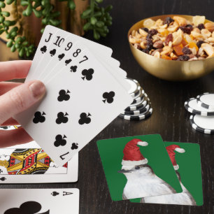 Jeu De Cartes Joli Geai Gris portant un chapeau de Père Noël