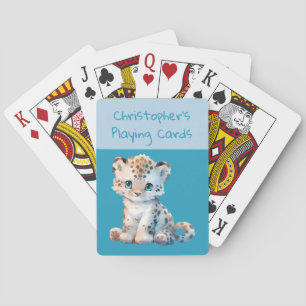 Jeu De Cartes Joli léopard bleu foncé et bleu clair enfants