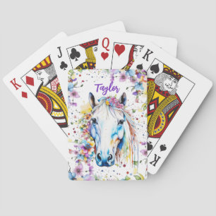Jeu De Cartes Joli livre de croquis personnalisé Floral Cheval B