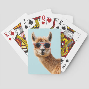 Jeu De Cartes Joli Lllama Avec Lunettes De Soleil Sur