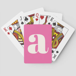 Jeu De Cartes Joli monogramme rose chaud en lettrage rétro perso
