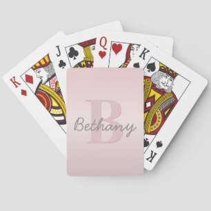 Jeu De Cartes Joli monogramme rose personnalisable & écriture de