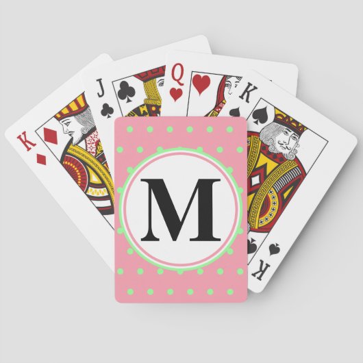 Jeu De Cartes Joli Monogramme rose Pois (dos)