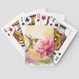 Jeu De Cartes Joli oiseau et fleur à l'aquarelle