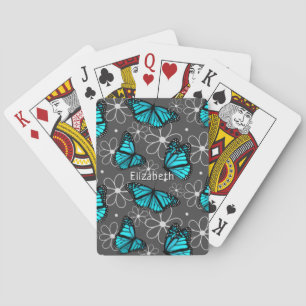 Jeu De Cartes joli papillons turquoise motif personnalisé