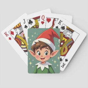 Jeu De Cartes Joli petit elfe avec un chapeau de Noël
