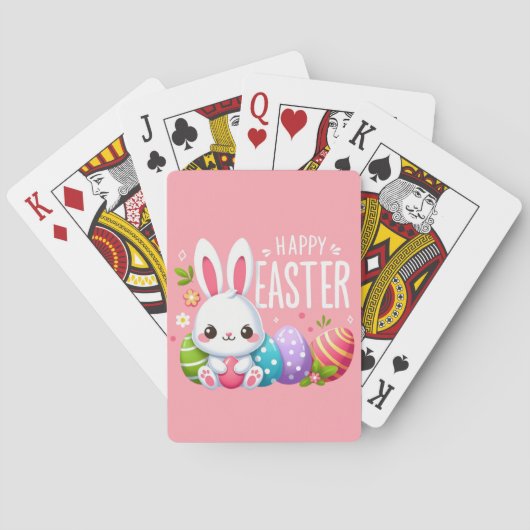 Jeu De Cartes Joli, rose et heureux lapin de Pâques (dos)