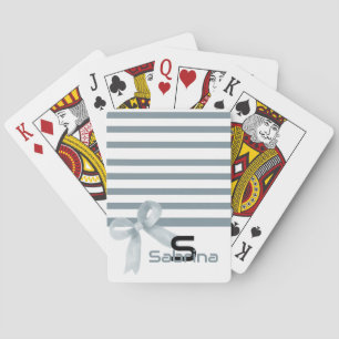 Jeu De Cartes Joli ruban rayé bleu poussiéreux à l'aquarelle