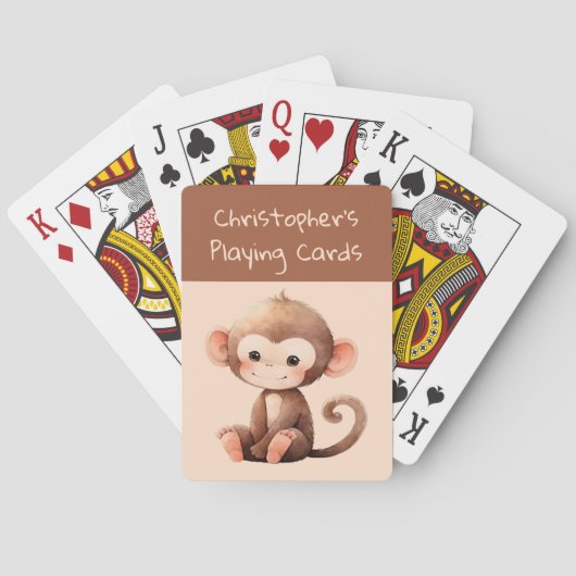 Jeu De Cartes Joli singe brun pêcher enfants (dos)