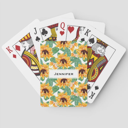 Jeu De Cartes Joli tournesol Jaune et Motif vert (dos)