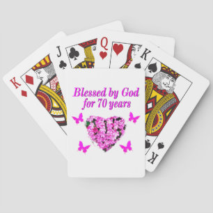 JEU DE CARTES JOLIE 70E ROSE FLORALE CONCEPTION ANNIVERSAIRE