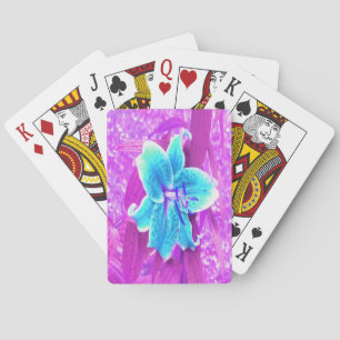 Jeu De Cartes Jolie Aqua Blue Stargazer Lily sur violet