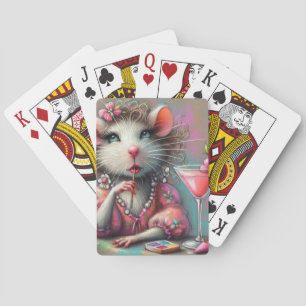 Jeu De Cartes Jolie dame de Rat ayant un Martini Contempler