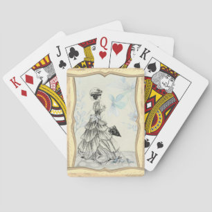 Jeu De Cartes Jolie dame vintage et fleurs bleues