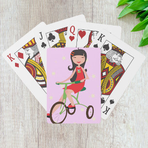 Jeu De Cartes Jolie Fille à Tricycle Dessin Animé