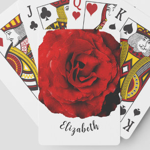 Jeu De Cartes Jolie fleur de rose rouge nom personnalisé femmes