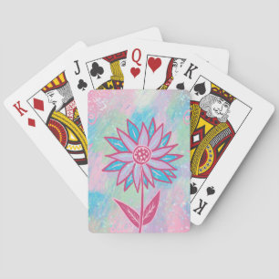 Jeu De Cartes Jolie fleur pastel dessinée à la main
