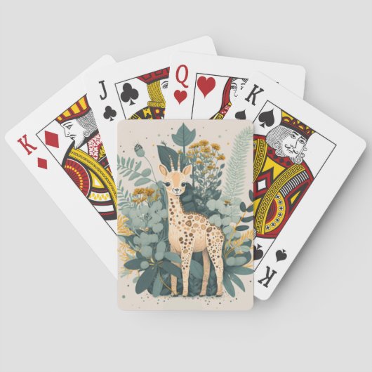 Jeu De Cartes Jolie girafe fleurie (dos)