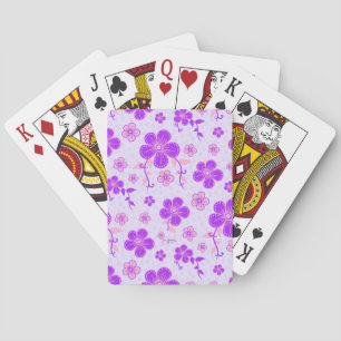 Jeu De Cartes Jolie impression florale violet et rose sur Lavend