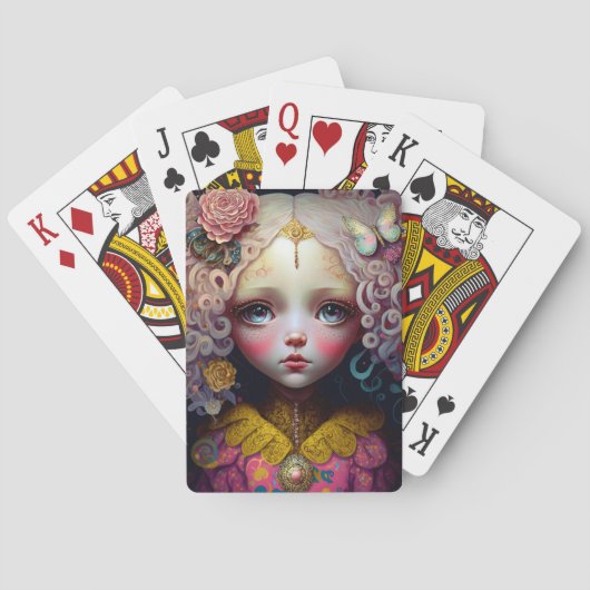 Jeu De Cartes Jolie poupée fille cheveux roses (dos)