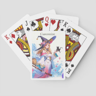 Jeu De Cartes Jolie sorcière tenant un chat noir Thunder_Cove 