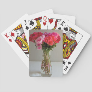 Jeu De Cartes Jolies Fleurs Pour Février Photo+Nom Personnalisé