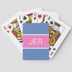 Jeu De Cartes Jolies Initiales Personnalisées Fille Bleu Rose