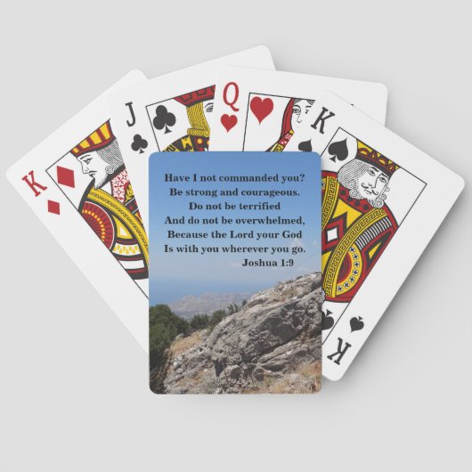 Jeu De Cartes Joshua 1:9 Verset Bible Personnalisé Avec Vue Mont (dos)