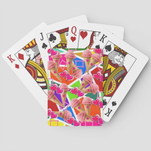 Jeu De Cartes Jouer Carte Deck Fraise glace crème Abstraite (dos)
