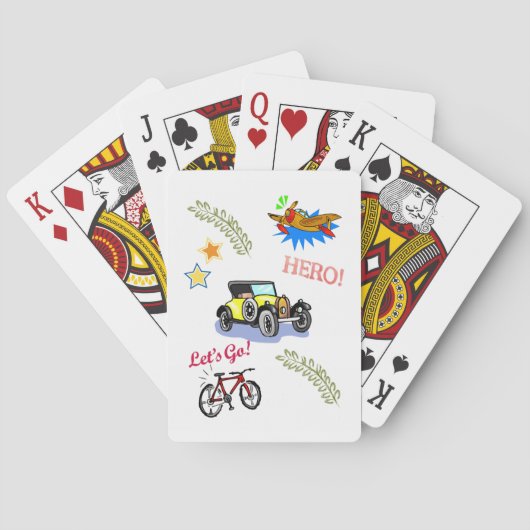 Jeu De Cartes Jouer Carte Deck Héros Voiture Vélo Avion (dos)
