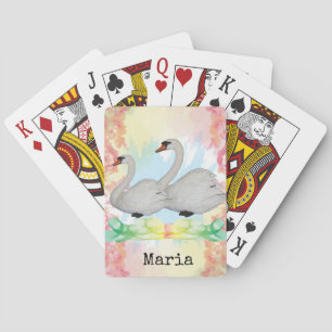 Jeu De Cartes Jouer Carte Deck Pastel Swans Floral