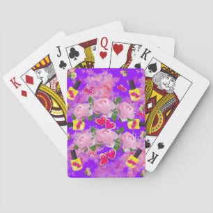 Jeu De Cartes Jouer Carton Deck Floral Coeurs rose Jaune Polonai