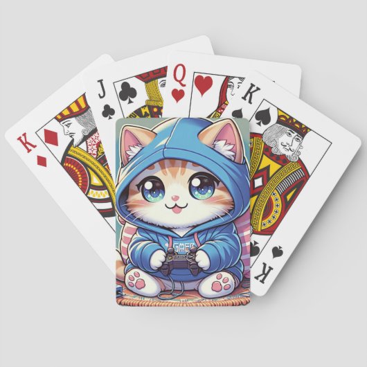 Jeu De Cartes Jouer Chat Gamer dans un cadre confortable (dos)