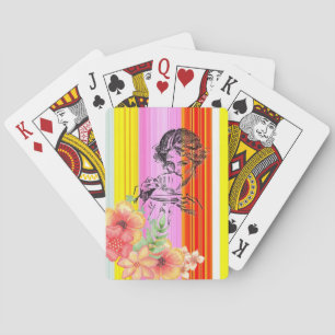 Jeu De Cartes Jouer Deck Victorian Femme Floral Stripe