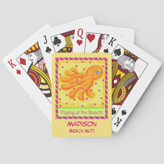Jeu De Cartes Jouer Plage Octopus Nom Jaune Personnalisé (dos)