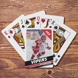 Jeu De Cartes Joueur De Hockey Garder Sur Vigoureux Rouge Blanc