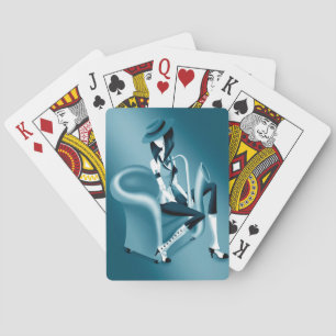 Jeu De Cartes Joueuse de saxophone - Carte à jouer inspirée du j