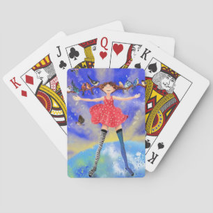 Jeu De Cartes Joyeuse fille avec des oiseaux Jouer des cartes ca