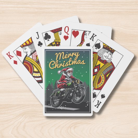 Jeu De Cartes Joyeuse moto Noël Père Noël | Vacances