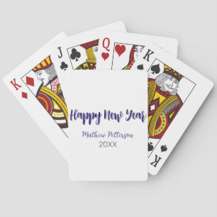 Jeu De Cartes Joyeuse nouvelle année violet noir ajouter nom ann